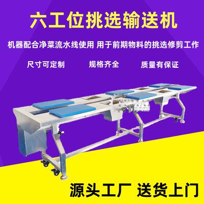 现货供应大姜挑选台 鲜蒜头分拣工作台 全自动果蔬六工位输送机