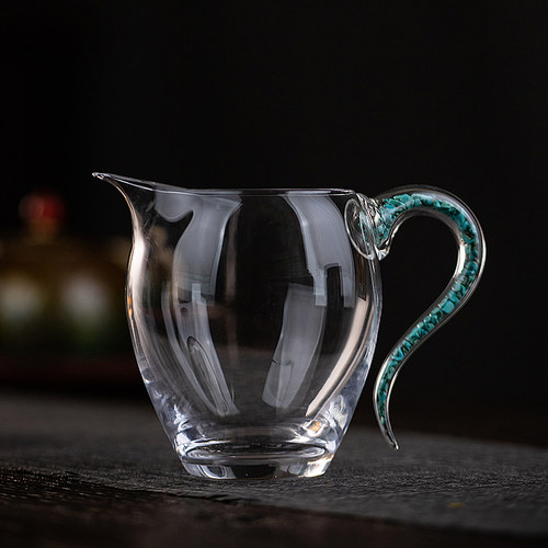 水晶玻璃公道杯茶漏套装一体茶具透明加厚分茶器松石公杯茶海