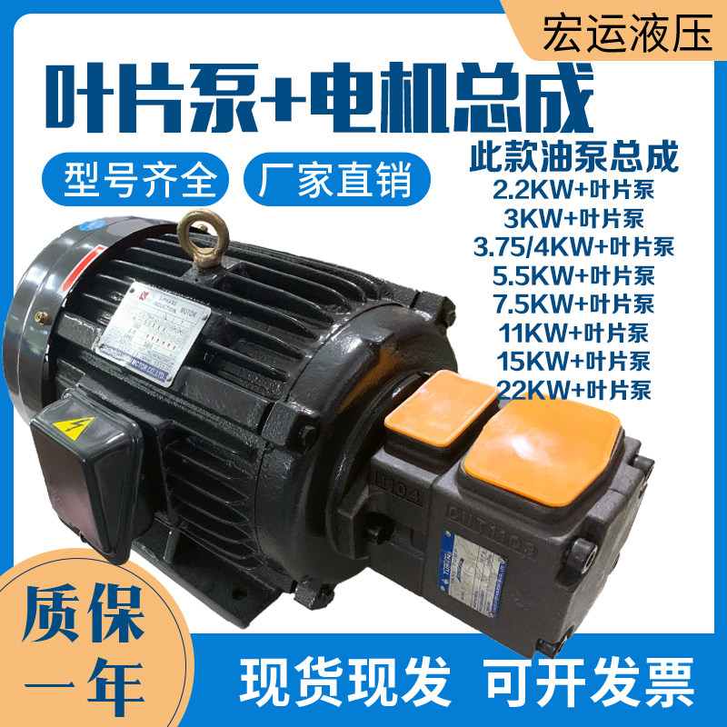 液压油泵电机组PV2R1+3KW5.5KW液压帮浦总成内轴电机液压站配件系图片