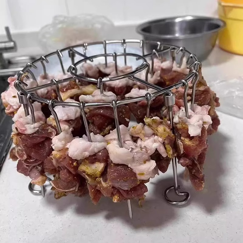 圆形空气炸锅挂串架吊炉烧烤架立式烤签吊烤架烤串架304不锈钢