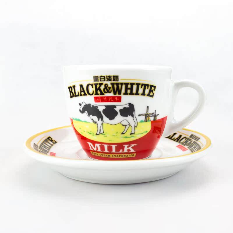 荷兰黑白淡奶杯香港版繁体220ml港式茶餐厅奶茶杯瓷杯.咖啡杯套装