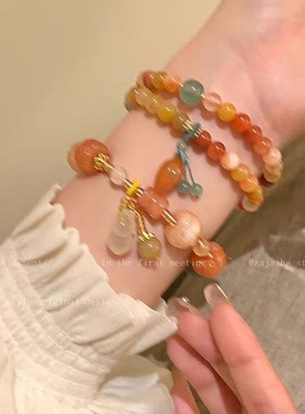 小南瓜金丝玉编织绳手链女款复古风手串新中式小众高级感串珠手饰