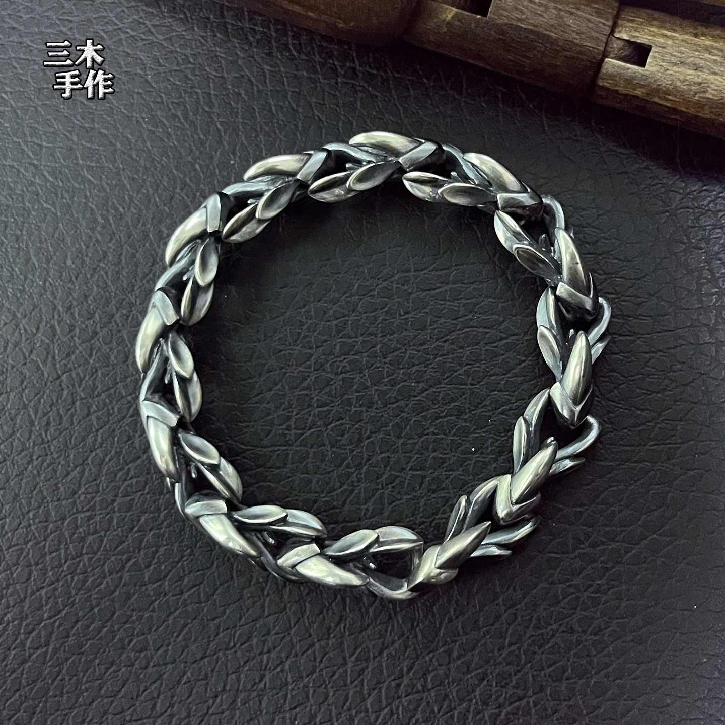 暗黑风925纯银龙牙鹰爪男士手链