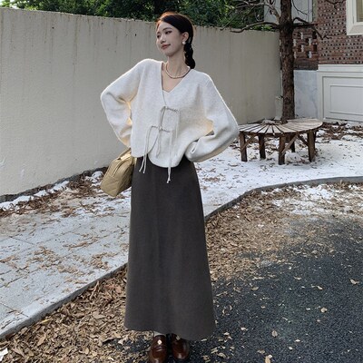 新中式国风短款针织开衫女春秋2024新款上衣十三行小个子毛衣外套