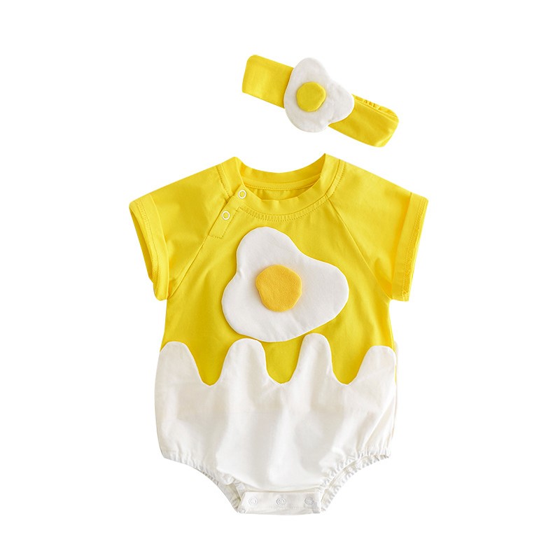 满月拍照婴儿服婴儿连体衣夏季薄款男女宝宝包屁裤纯棉荷包鸡蛋网