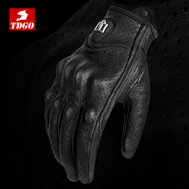 摩托手套男士夏季骑行防摔透气防风哈雷复古巡航机车装备真皮半指