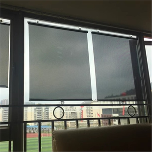 膜免卷帘帘阳台浴室帘帘 隔热伸缩玻璃办公家用遮光遮阳打孔吸盘式