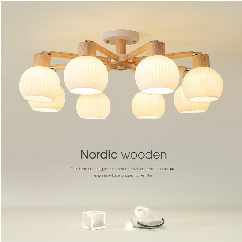 北欧吊灯客厅主灯原木风灯具简约现代大气中古日式实木卧室餐厅灯