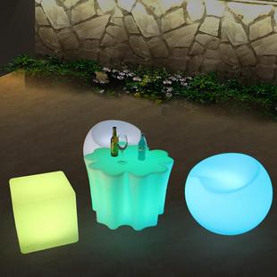 网红户外草坪露营酒吧发光桌椅酒吧酒店露台小圆茶几氛围装饰家具