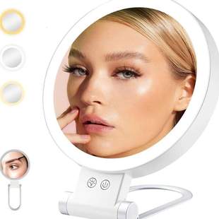 新款10倍20倍便携化妆镜7英寸led双面带灯桌面台式便携双面化妆镜