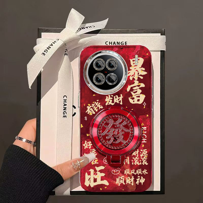 暴富发财旋转支架VIVOX90手机壳新款V2241A保护套男女高级感春节新年外壳镜头全包防摔爆款中国风红色过年