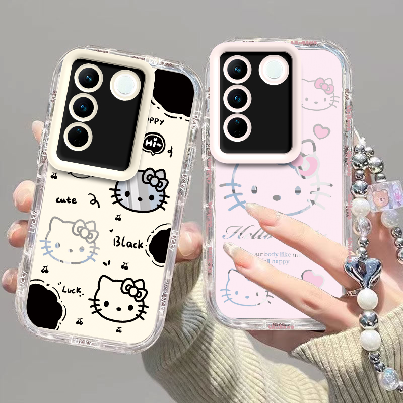 适用vivoS16手机壳vivo S16Pro保护套viv0新款可爱潮硅胶全包防摔曲屏曲面屏步步高维沃Por是Pr0男女黑白kt猫