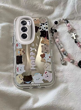 适用于opporeno12/11pro手机壳reno10女新款reno7全包防摔reno8/9pro+十reno6/5k镜面opreno4se3元气版边框猫