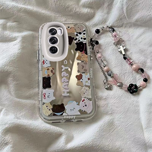 适用于opporeno12/11pro手机壳reno10女新款reno7全包防摔reno8/9pro+十reno6/5k镜面opreno4se3元气版边框猫