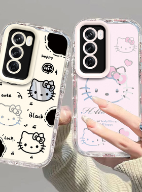 OPPOReno12手机壳OPPO新款Reno12Pro5G套OPPORone125G硅胶OPPOReon全包防摔OPPORneo男女OPP0PP0PPO黑白kt猫