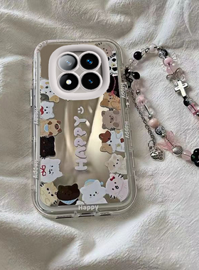 适用红米Note14Pro+手机壳小米RedmiNote14保护套新款外壳Redmi卡通镜面N0te全包防摔Pr0十四可爱镜面边框猫