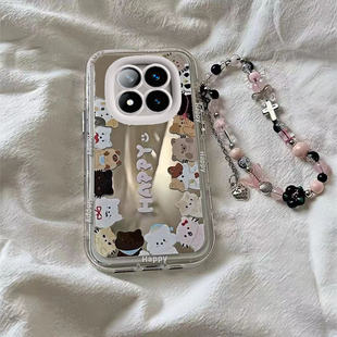 适用红米Note14Pro+手机壳小米RedmiNote14保护套新款外壳Redmi卡通镜面N0te全包防摔Pr0十四可爱镜面边框猫