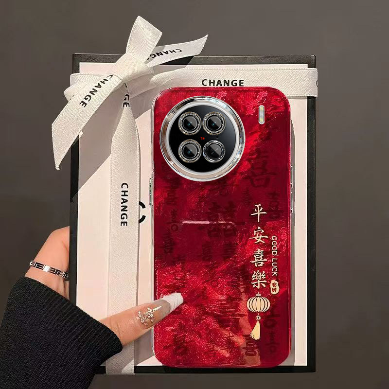 新年平安喜乐VIVOX90手机壳新款诸事皆顺V2241A保护套男女高级感春节红色外壳镜头全包防摔过年喜庆中国风