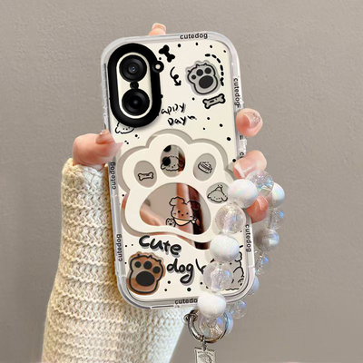 适用一加Ace5竞速版手机壳1加Aec5竞速板保护套OPPO新款化妆镜面全包防摔1+AC5新品外壳OPPOAce男女小狗爪印