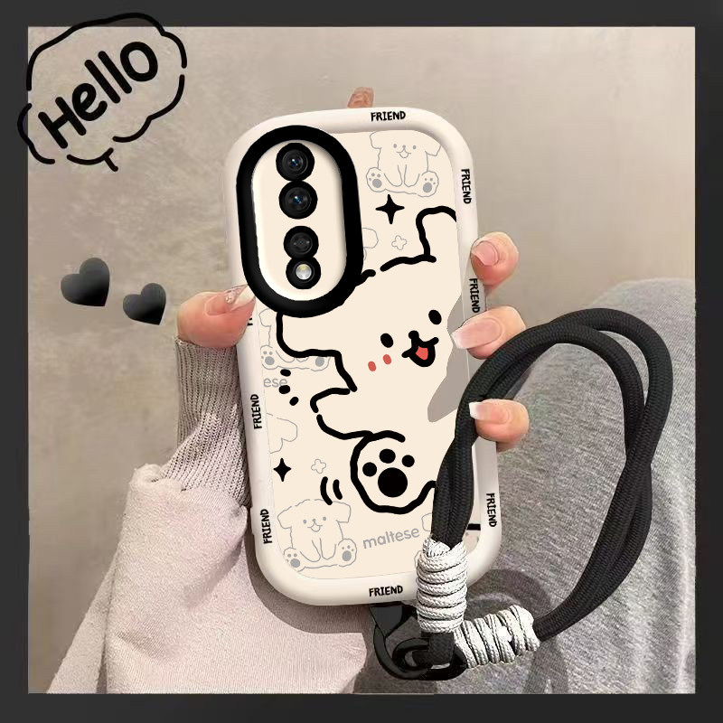 适用荣耀80手机壳华为HONOR80Pro保护套H0N0R80Pr0新款液态硅胶全包防摔八十专用八零曲屏版可爱男女黑猫白狗