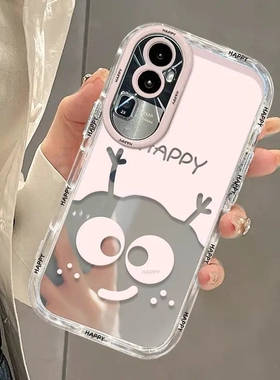 适用opporeno12/11pro手机壳reno10女新款reno7全包防摔reno8/9pro+十卡通煤球reno6/5k镜面opreno4se3元气版