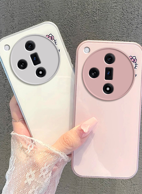 适用oppofindx7/ultra手机壳新款opofindx6pro玻璃findx3全包防摔findx5pro高级感男女可爱kt小猫咪带挂绳por