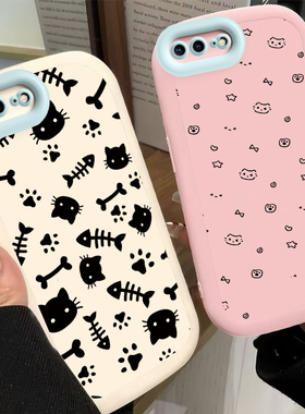 适用苹果6/7/8plus手机壳女iPhonexr新款简约苹果15/14/1312/11promax高级xs全包防摔6s可爱7p卡通i8小猫鱼骨