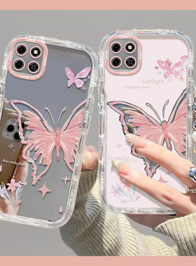 荣耀KOZ一ALOO手机壳HJC-LX9保护套AL00新款AN90全包KOZAL防摔镜面高级感华为HJCAN2O女K0Z畅玩20Pro粉底蝴蝶