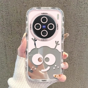 适用vivox90 x21后置指纹 x100spro手机壳ultra新款 女x80x70x60t镜面x50x30全包防摔x27卡通可爱煤球x23幻彩版