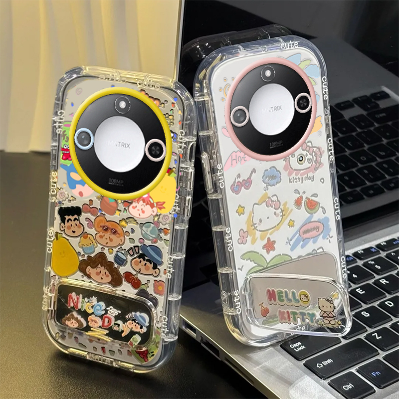适用荣耀X70手机壳华为HONOR X7O保护套新款可爱镜头全包防摔叉七零专用外壳高级感新品70X男女镜子小新kt猫