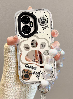 适用荣耀300手机壳Pro华为HONOR保护套H0N0R300P潮镜面POLO曲屏可爱曲面屏全包防摔Por高级感Pr0男女小狗爪印