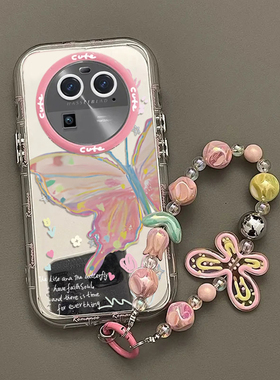 适用于oppofindx5/findx6手机壳新款镜面opofindx3全包防摔findx3pro高级感女时尚花蝴蝶带挂绳por网红爆款潮