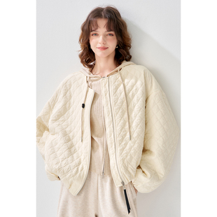 2025冬款圆领菱格设计感棉服外套上衣减龄休闲百搭外套女