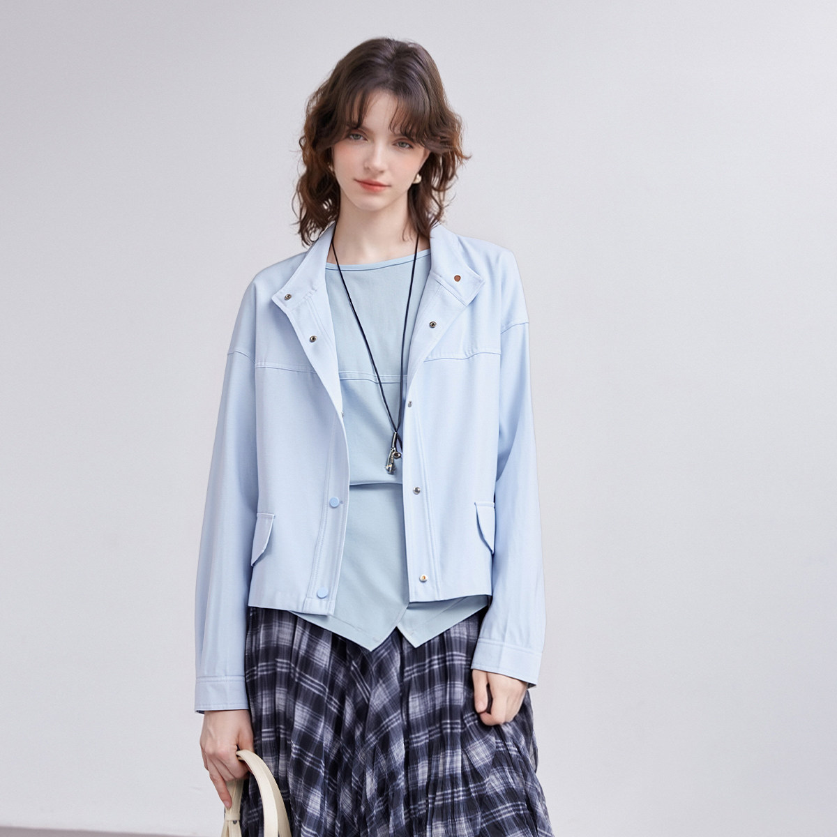 2026春款立领简约开衫短夹克上衣气质休闲显瘦百搭外套女