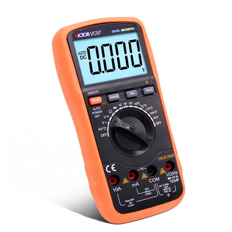 胜利VC97 VC99新款自动量程数字万用表 可测温度频率 背光表
