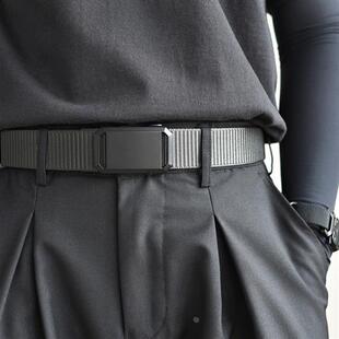 自动扣腰带男2023新款机能风潮休闲帆布尼龙皮带男款年轻人裤腰带