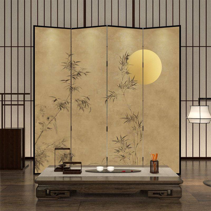 宋代美学屏风淡雅意境屏风竹子折屏隔断客厅折叠移动酒店遮挡装饰