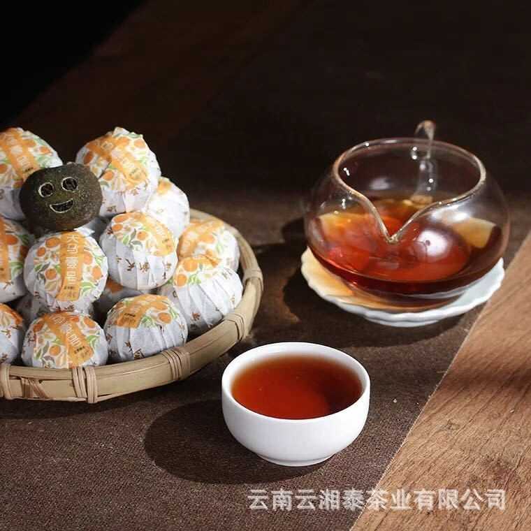 云南普洱茶 2018年新会笑脸小青柑 熟茶 陈皮普洱茶