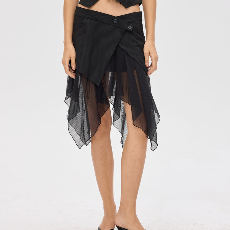 F1Protagonist拼接网纱半身裙