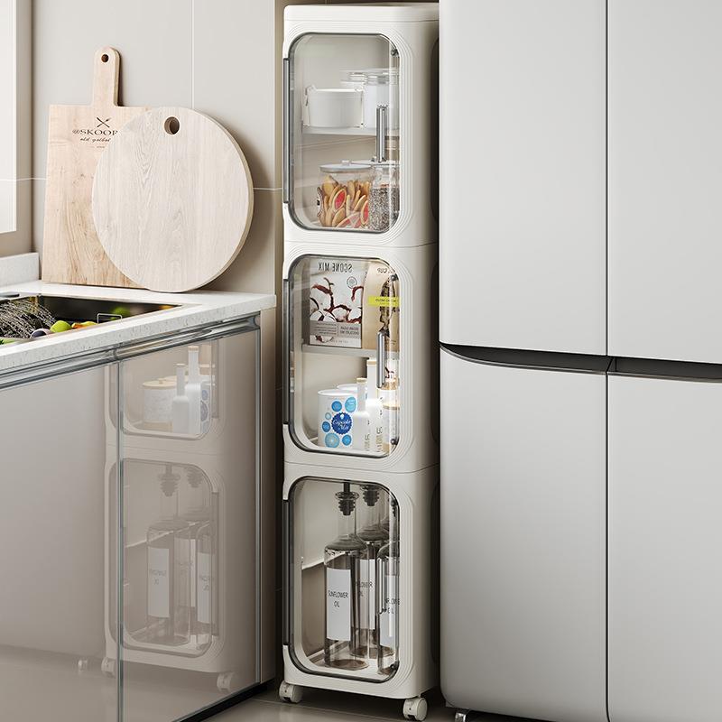 跨境折叠夹缝置物架厨房杂物窄缝收纳柜窄卫生间浴室冰箱卧室边柜