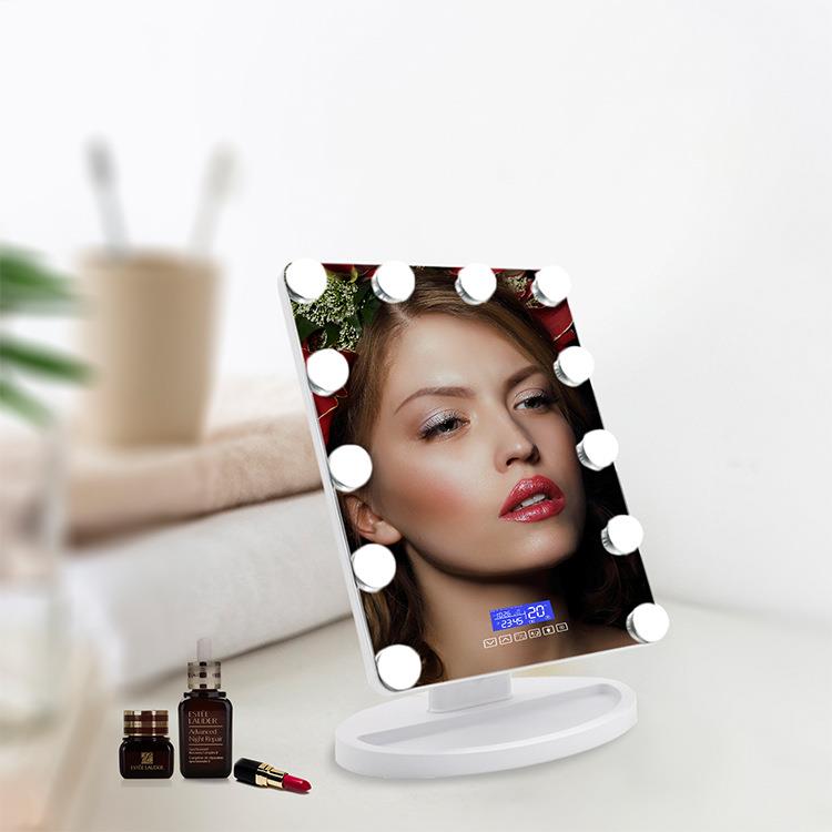 新款加大号多功能蓝牙音响led智能镜子台式桌面好莱坞灯光化妆镜