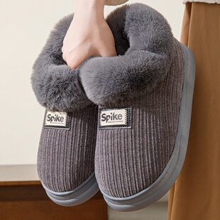棉拖鞋包跟女冬款居家用男毛绒拖保暖加厚底防滑月子带后跟棉鞋拖
