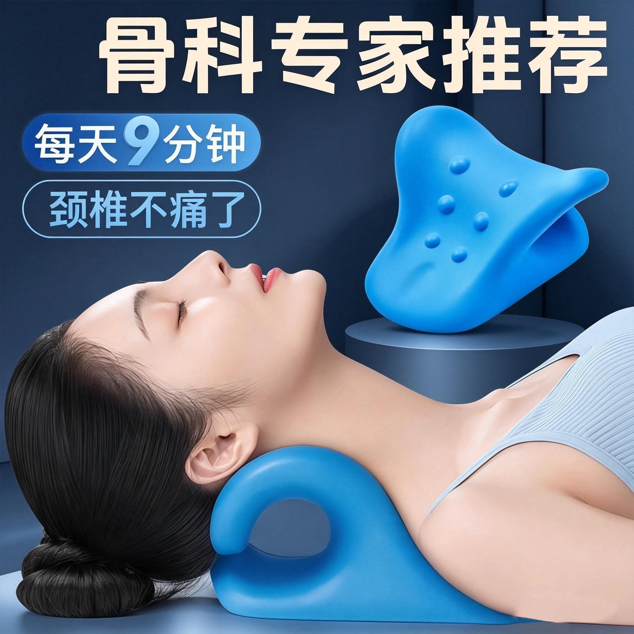 颈椎按摩矫正器牵引枕护颈椎神器富贵包专用枕头c型颈托支撑护颈