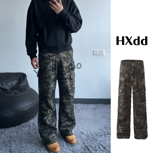 美式 长裤 街头水洗迷彩工装 硬汉风多口袋休闲宽松男女款 760 裤 黑熊