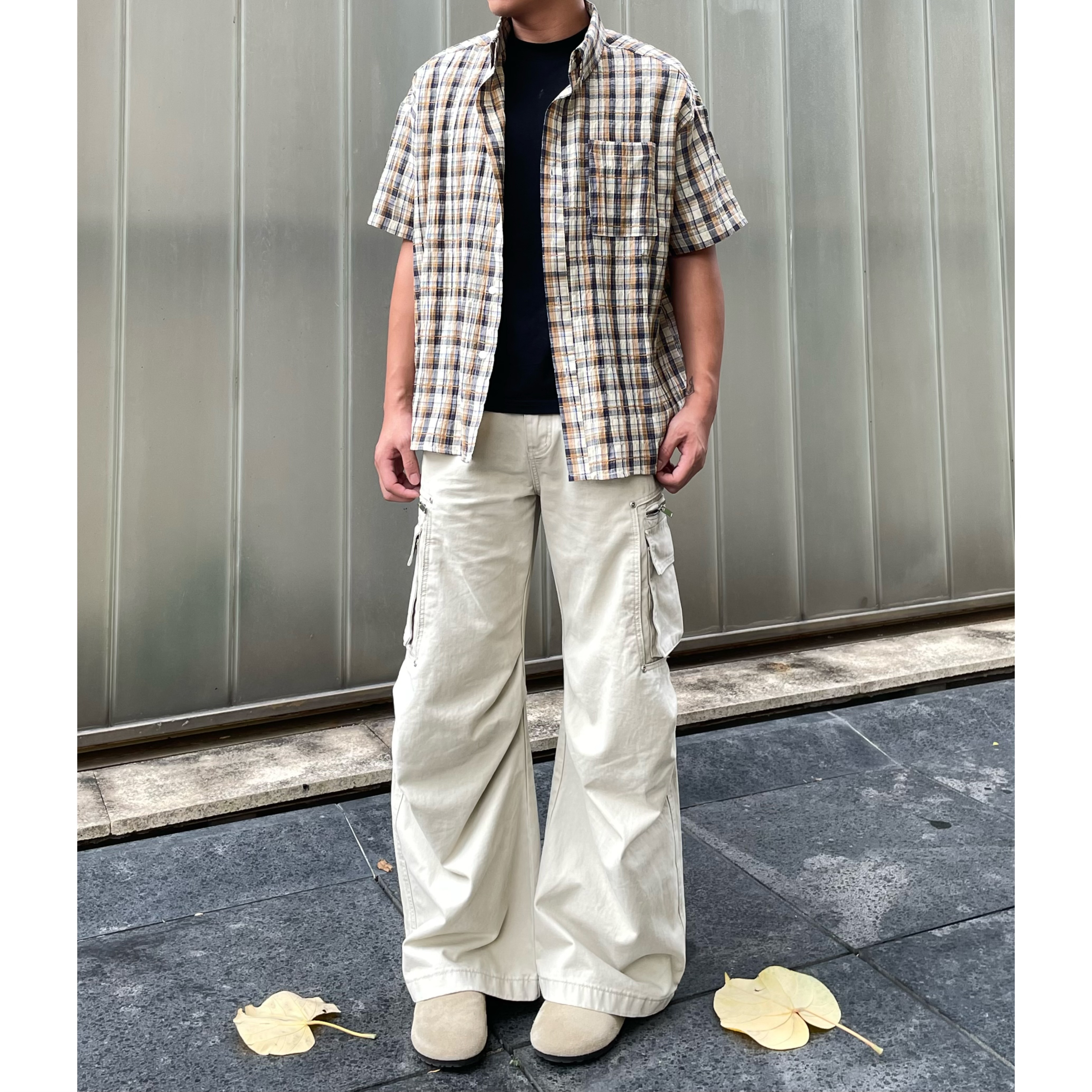 黑熊美式复古工装牛仔裤