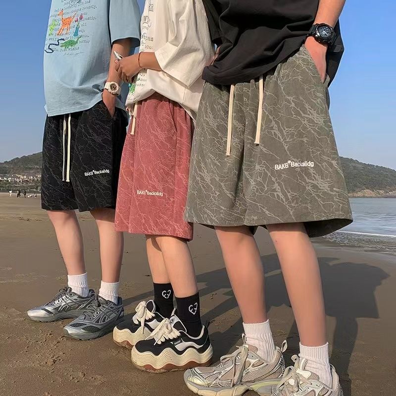 美式短裤刺绣夏季宽松休闲