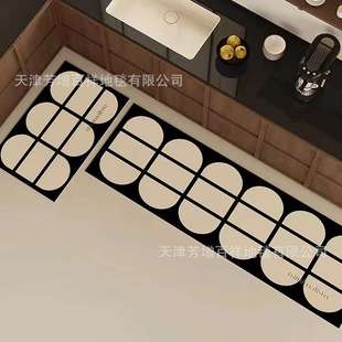 复古现代卫生间厨房入户进门地垫浴室防滑脚垫吸水垫pvc皮革地垫