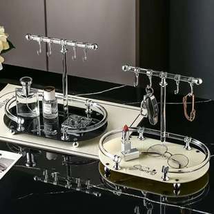 轻奢台面挂钩置物架入户钥匙收纳盒玄关装 饰摆件桌面托盘首饰收纳