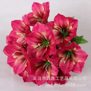 仿真百合花12头君子兰假花大虎兰绢花居家装 饰人造花拍摄道具花束