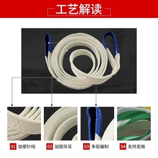 带加厚防割起重吊带加宽扁平吊装 工业吊装 带两头T扣白色环形吊带
